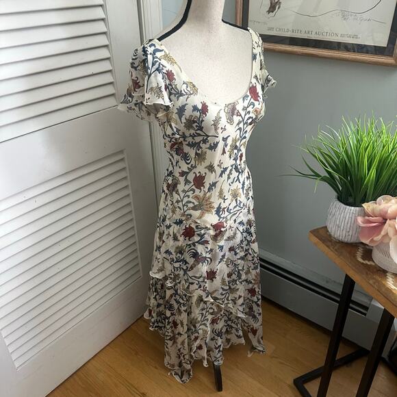 REDUX PHILIP DICAPRIO Dress Womens 6 Floral Silk Midi Feminine Romantic Fairy - Picture 3 of 9